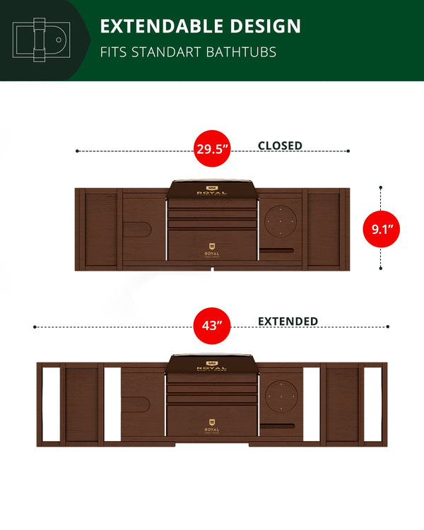 Foldable Bathtub Caddy Tray, Brown