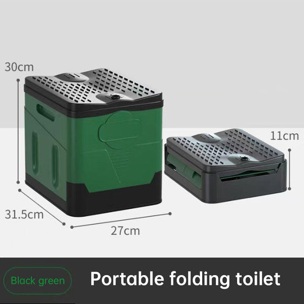 Portable folding camping toilet: adult/child use, self-contained, with lid and seat. V.I.P Digital Presence