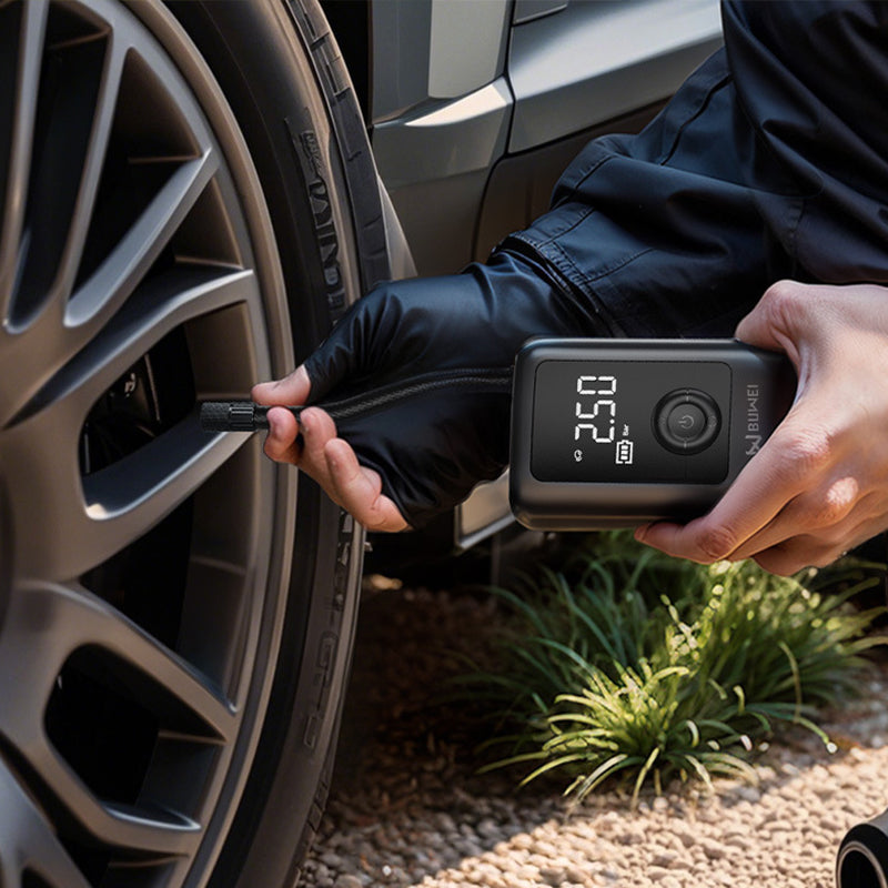 150PSI Rechargeable Electric Tire Pump with Light & LCD: for cars, bikes