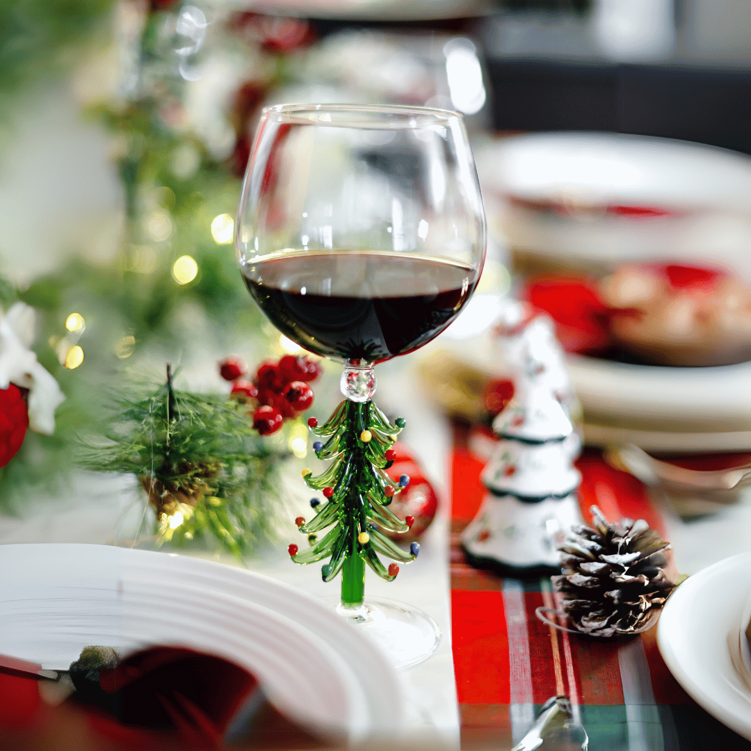 3D Christmas Tree Wine Glasses Jersey Art Glass