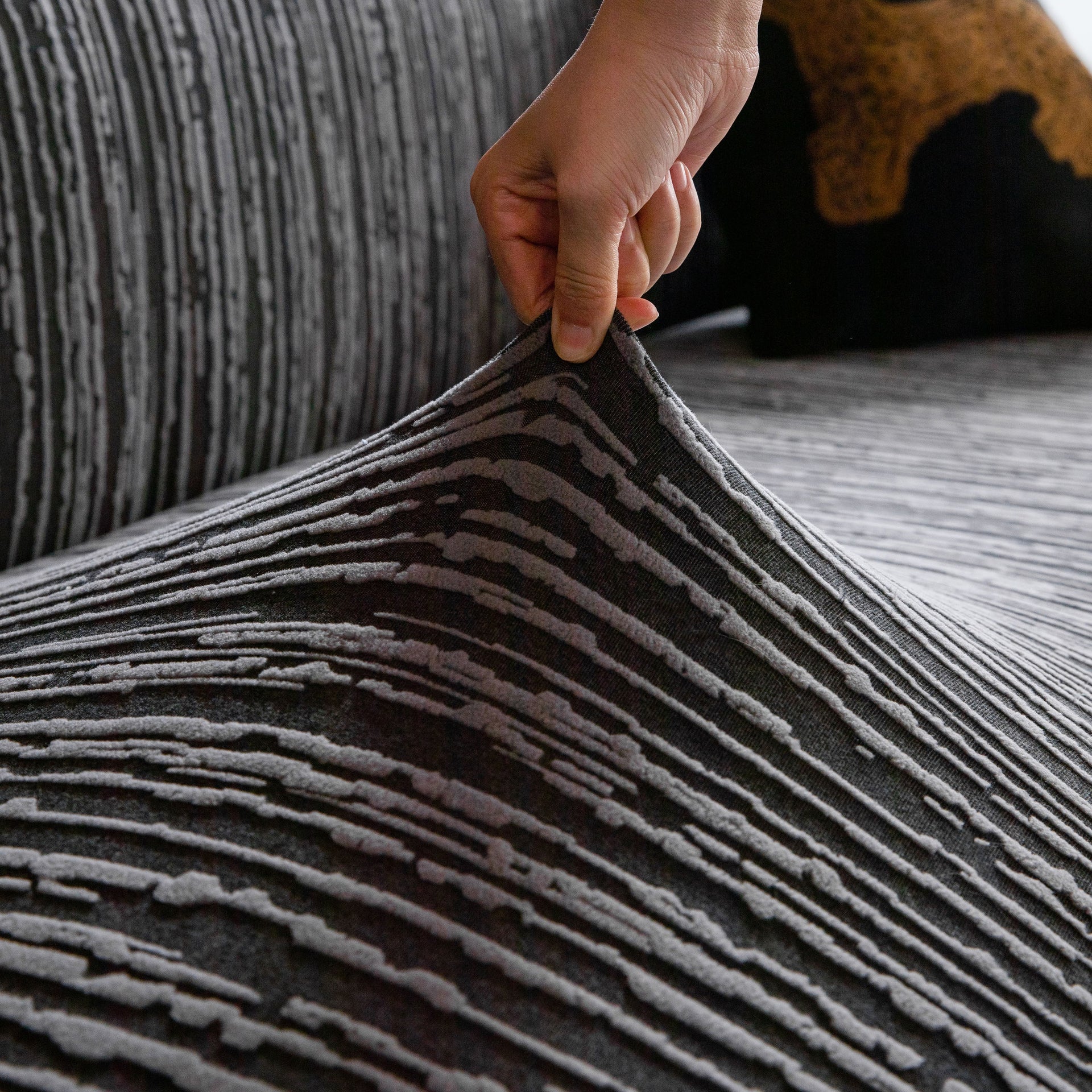 High Stretch Couch Slipcover with Abstract Stripe, Washable Non-Slip Cover for Dogs