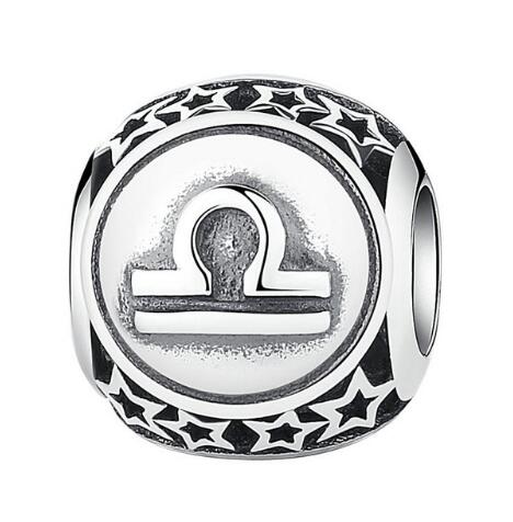 BAMOER 925 Sterling Silver Aquarius Star Sign Zodiac Beads Charms fit Bracelets PSC048