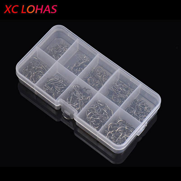 LEO 600PCS/BOX High Carbon Steel Fishing Hooks Sharp Barbed Circle   3#-12#