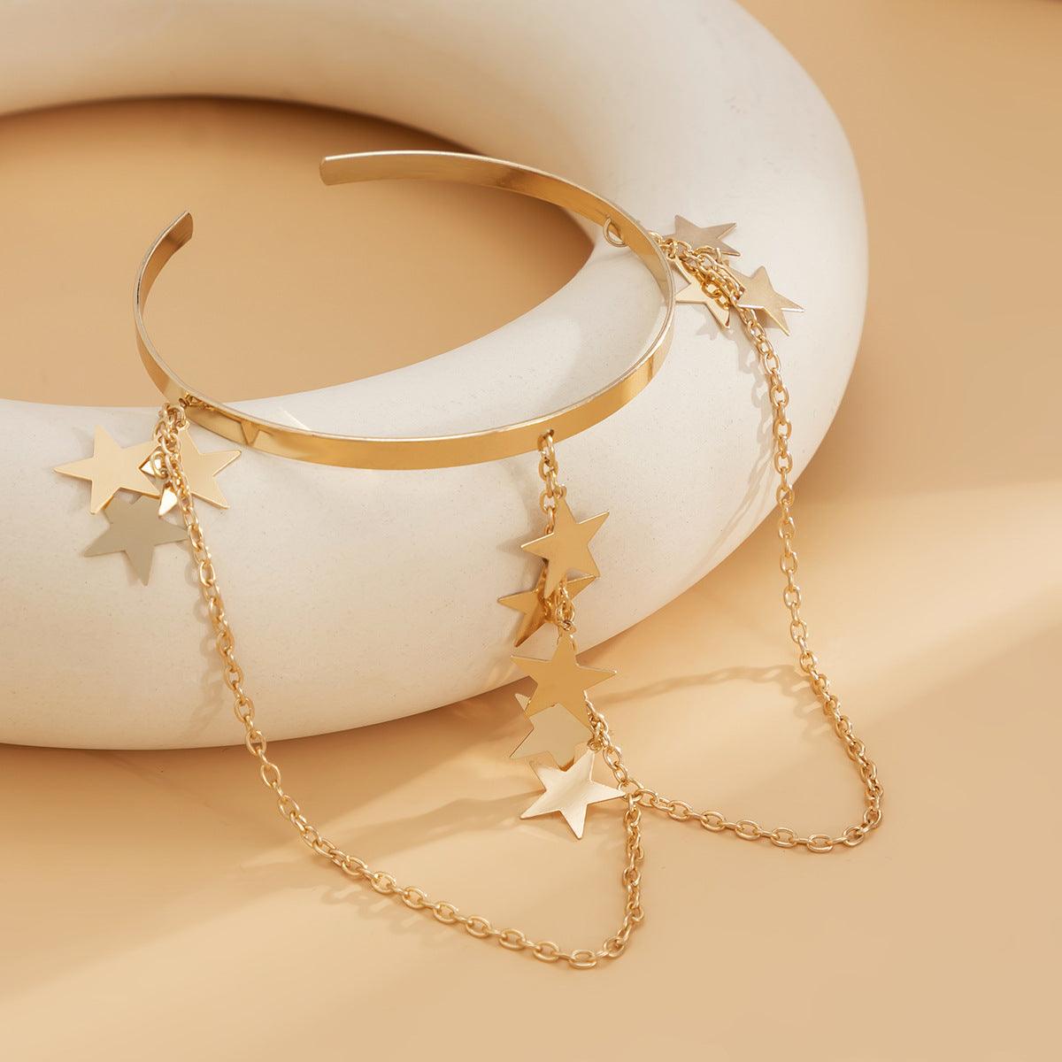 Ethnic style, personalized metal iron chain, arm chain, niche, simple, open-ended arm bracelet, arm ring, female
