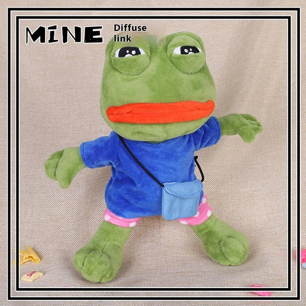Original New Sad Frog Doll Plush Toy Juvenile Version Shoulder Bag Pepe Funny Green Frog Big Mouth Smiling Frog Boys Gifts