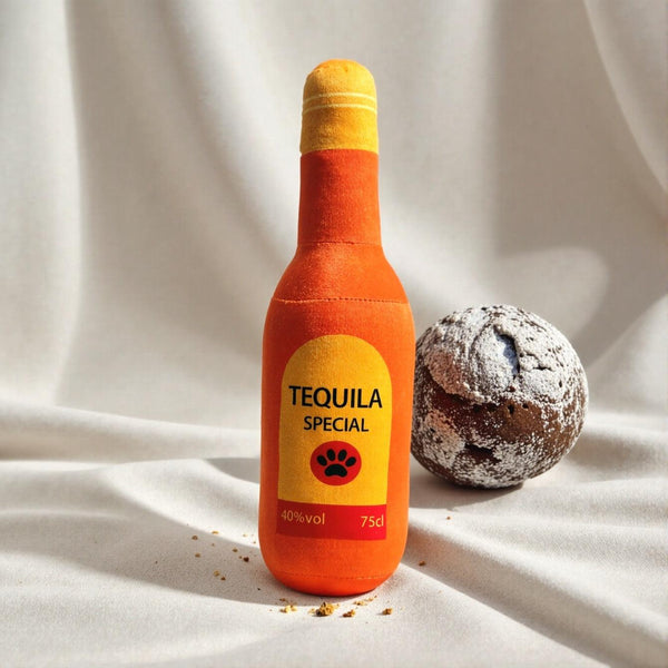 Dog Toy Realistic Wine Bottle Chew-Resistant Self-Entertainment Plush Toy for Cats and Dogs Teeth Cleaning Sound-Making Toy