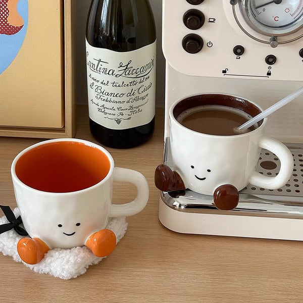 Kawaii hand - pinch feet ceramic coffee cup. High - aesthetic, great for home/dorm. Ideal gift, doubles as mark cup.