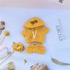 17cm Vinyl Macaron Plush Keychain Pulling Cloth Pendant Labubu Doll for Hoodie Pants Set - Yellow hoodie set / Suitable for 17cm labubu (excluding children)