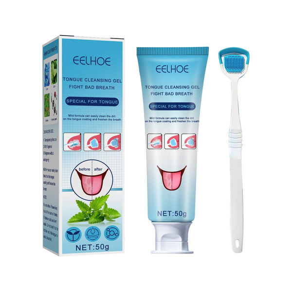 Tongue Coating Cleansing Gel, Tongue Coating Cleansing Oral Care Removes Bad Breath And Freshens Breath Gel With Brush