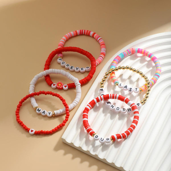 Bohemian style colorful soft ceramic elastic letter LOVE bead bracelet Bracelet