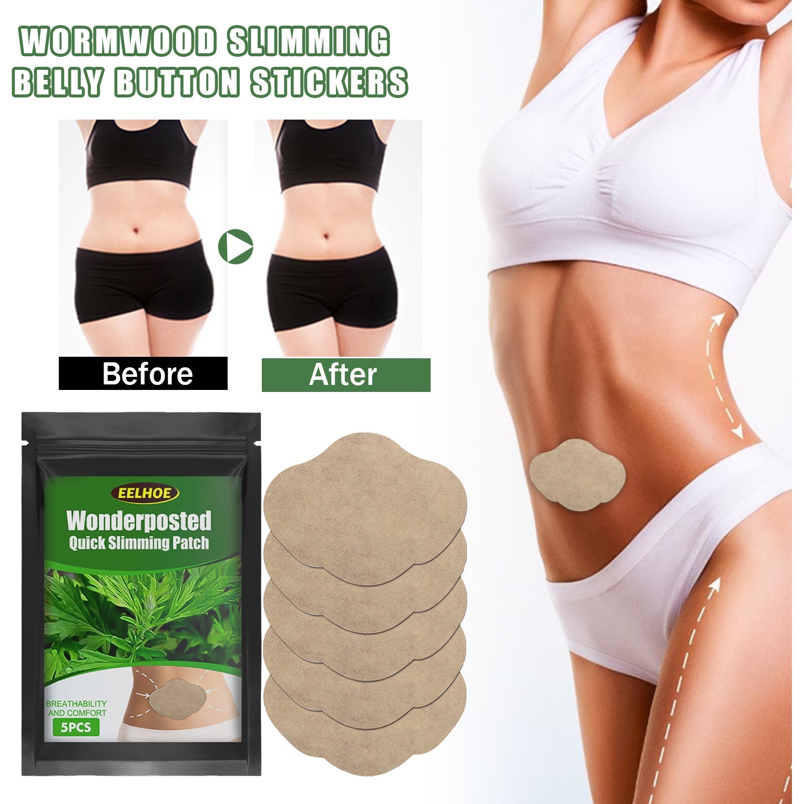Wormwood Slimmed Belly Button Sticker, Slimming Firming and Shaping Belly Patch