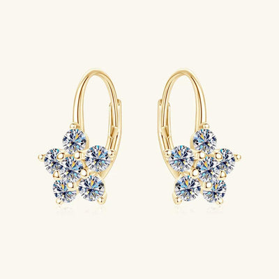 1.2 Carat 925 Sterling Silver Moissanite Flower Huggie Earrings