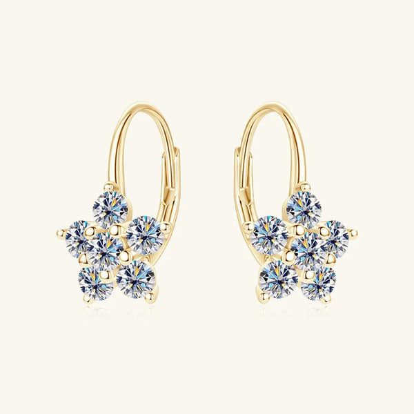 1.2 Carat 925 Sterling Silver Moissanite Flower Huggie Earrings