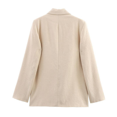 Elegant and Loose Women's Suit Jacket and Wide Leg Pants Style
