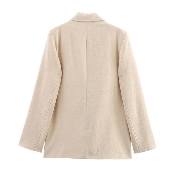 Elegant and Loose Women's Suit Jacket and Wide Leg Pants Style