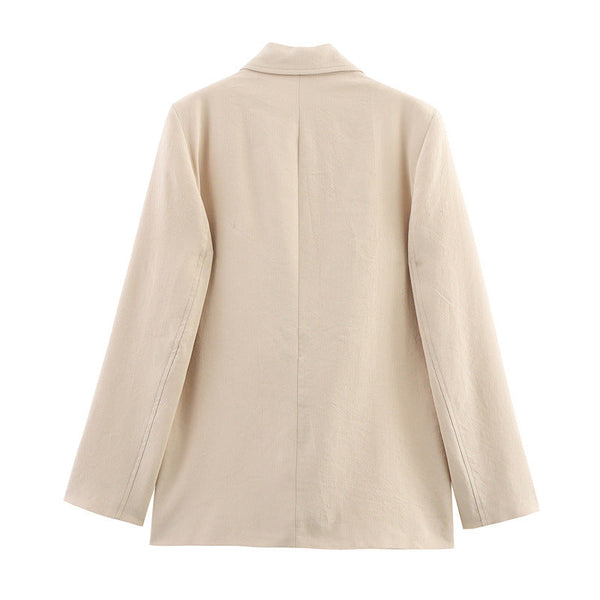 Elegant and Loose Women's Suit Jacket and Wide Leg Pants Style