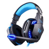 G2000 Head Mounted Gaming Earphones with Wired Illumination Heavy Bass Earphones Computer Esports PS4 Earphones - Black Blue (Single Plug Version)