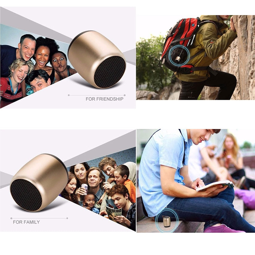 BM3 TWS Metal Super Mini Wireless Bluetooth Speaker Portable Small Pocket Size with Selfie Remote Control Microphone Lanyard