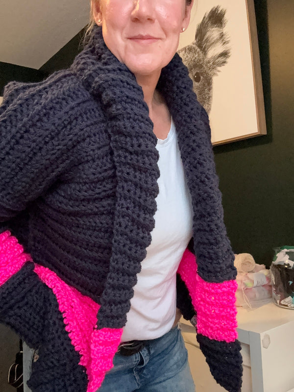 The Resolution Cardigan- Blue & Pink Tiny Fire