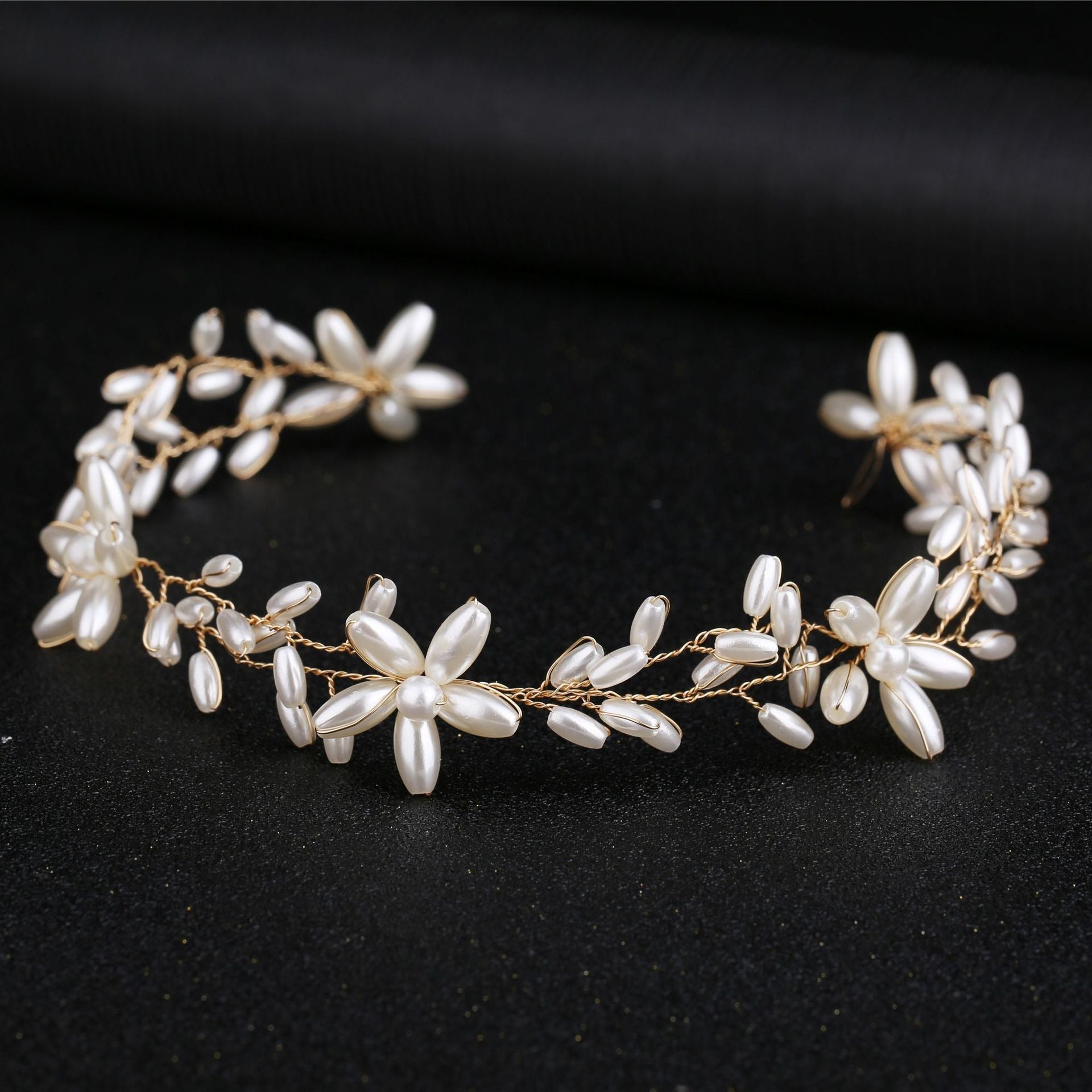 Handmade pearl twisted bead headwear wedding dress bride's hair accessories