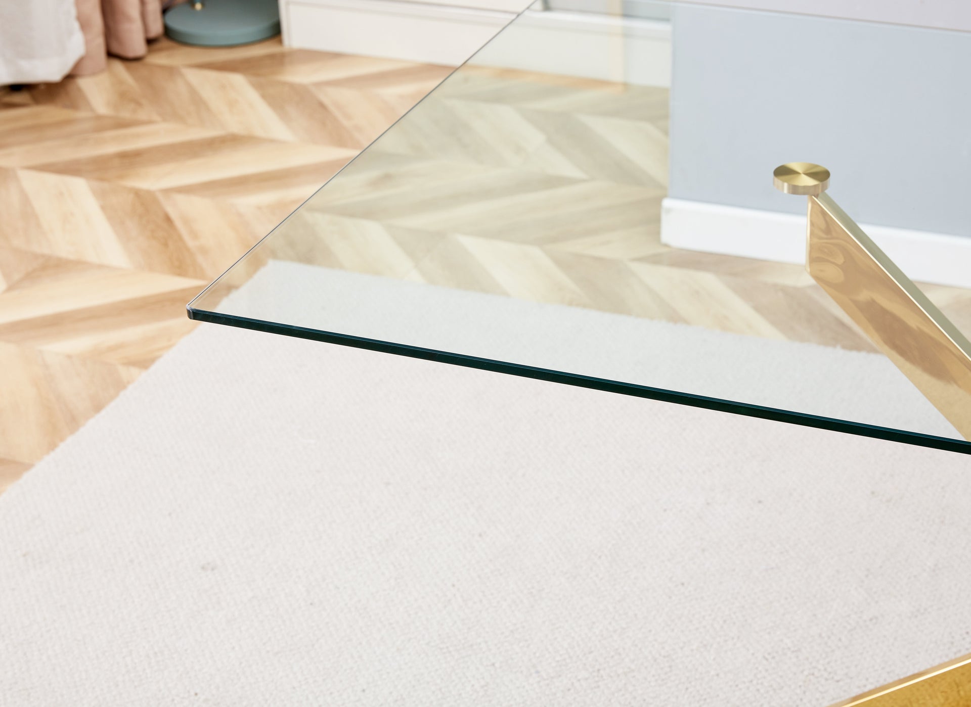 TEMPERED CLEAR GLASS GOLDEN LEG DINNING TABLE 63