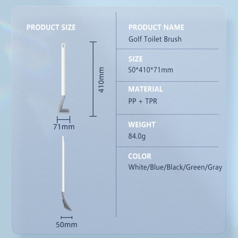 Silicone Toilet Brush Non-slip Long Handle Toilet Cleaning Brush Toilet Cleaning Brush Bendable Silicone TPR Brush Head Bathroom