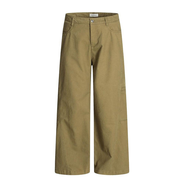 Design Sense Multi-Pocket Workwear Casual Trousers Men's Solid Color Loose Wide-Leg Straight Leg Long Pants Vibe Trendy Retro Versatile