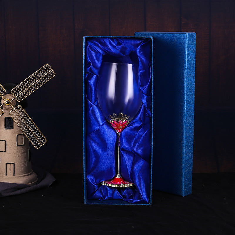 European enamel red wine glass gift cup