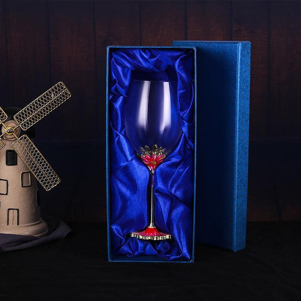 European enamel red wine glass gift cup