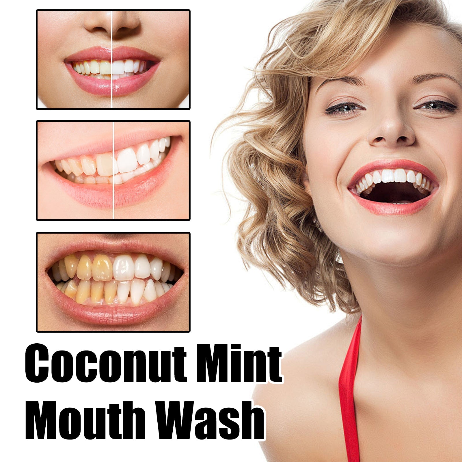 Coconut Mint Mouth Wash, Fresh Breath Clean Tongue Coating Whitening Teeth Oral Care Mouthwash