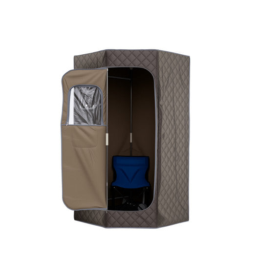 3L Portable Steam Sauna for Home Fast-Heat with 9-Level Remote Control and Folding Chair-Gray