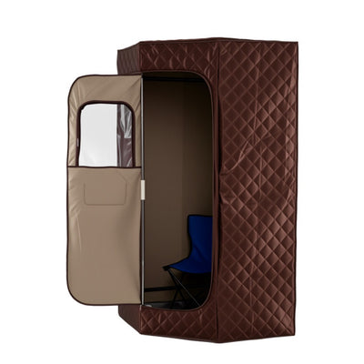 3L Portable Steam Sauna for Home Fast-Heat with 9-Level Remote Control and Folding Chair-Brown
