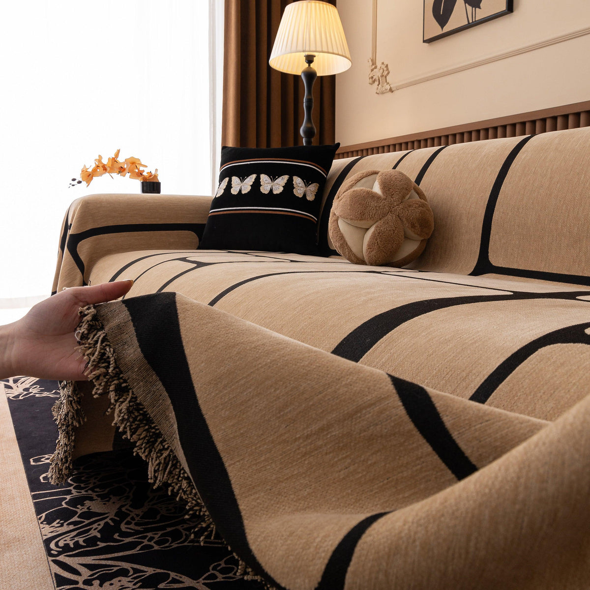 Modern Geometric Sofa Cover Decorative Couch Throw Blanket Furniture Protector