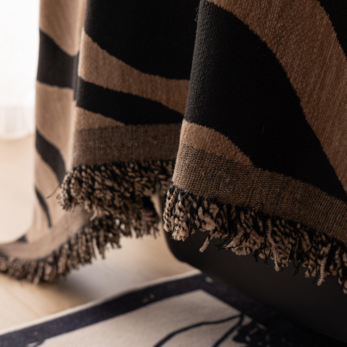 Zebra Striped Chenille Throw Sofa Cover Full-Cover Decorative Furniture Slipcover