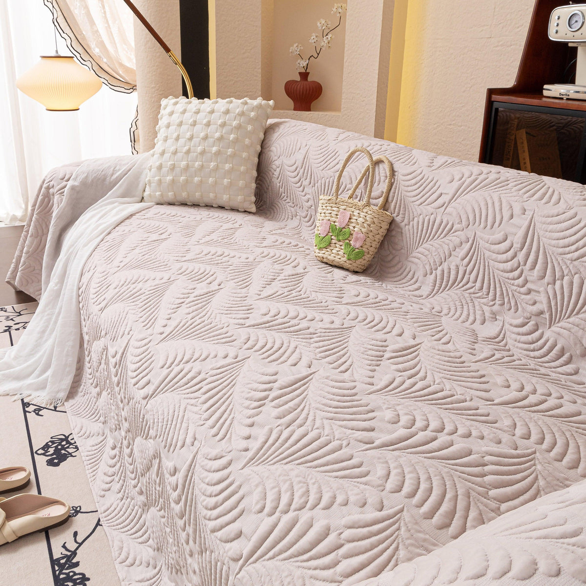 Cooling Quilted Non-Slip Furniture Protector for Pets & Kids, Washable Sofa Slipcover