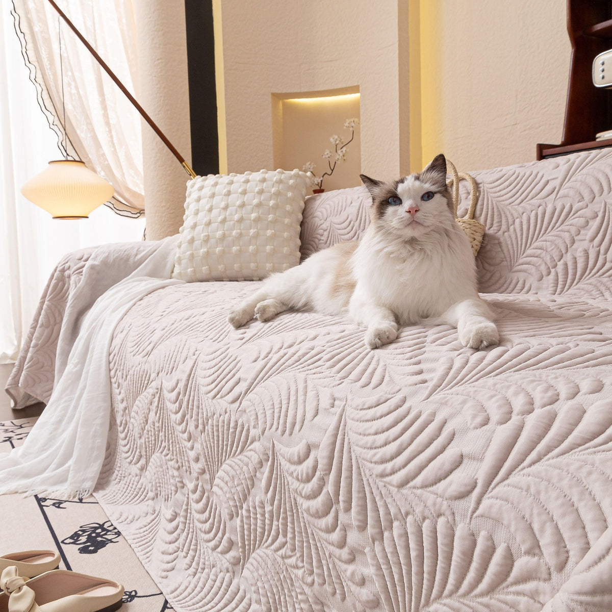 Cooling Quilted Non-Slip Furniture Protector for Pets & Kids, Washable Sofa Slipcover