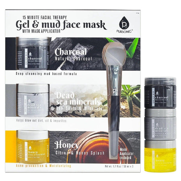 3 Pack Facial Therapy Mud Face Mask with Mask Applicator - Gifts for You 'n Me