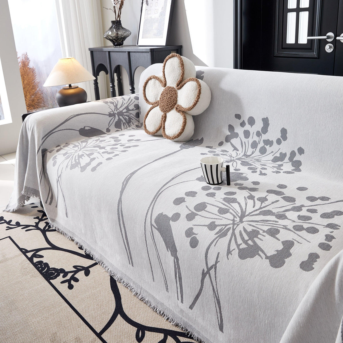 Dandelion Blanket Throw for Sofas Chenille Furniture Couch Cover, Couch Cushion Cover for Kids, Pets