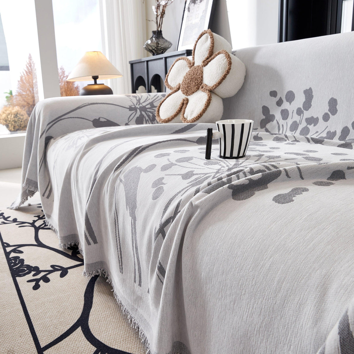 Dandelion Blanket Throw for Sofas Chenille Furniture Couch Cover, Couch Cushion Cover for Kids, Pets