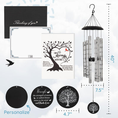 Gift Bundle - Serenity Memorial Wind Chimes, Thoughtful Gift For Special Occasions or Reflections Amazing Grace Scripture 40