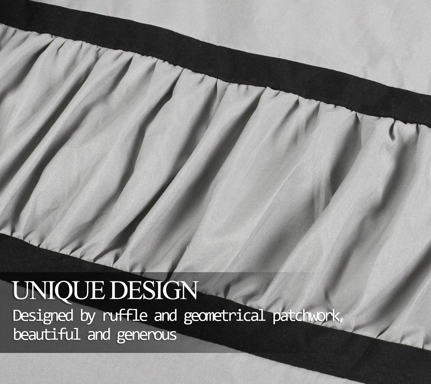 Closeout - 7 Piece Microfiber Ruffle and Patchwork Comforter Set