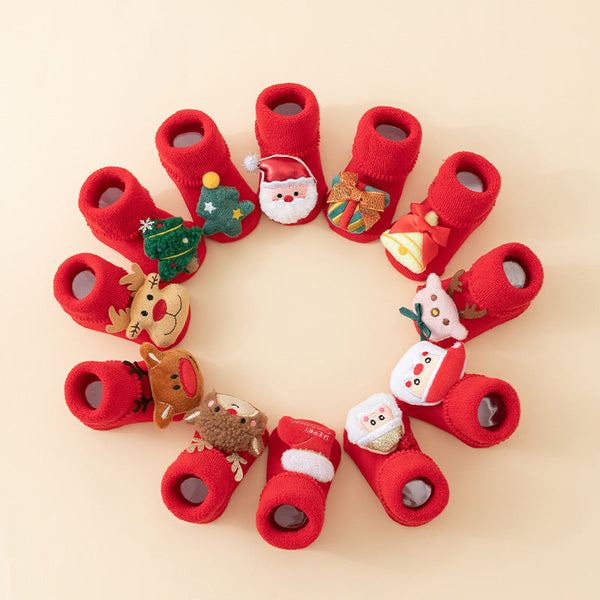 Baby Socks Christmas Newborn For Baby Boys/Girls Christmas Floor Socks Anti-Slip Baby Step Socks For Baby Kids