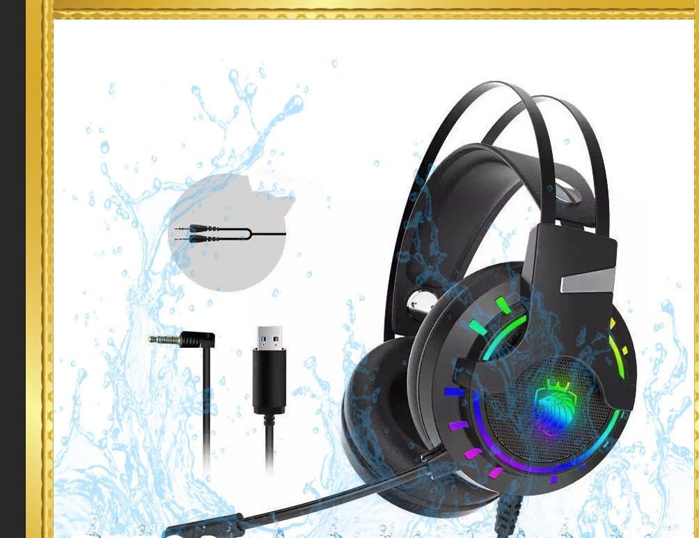 Luxury Gaming Headset with Microphone 3.5mm  Wired Earphone  Surround Sound Game Headphone for PC Gamer Computer Laptop Xbox