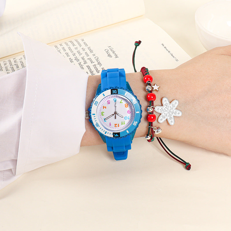 Kids Quartz Watches 50M Waterproof Analog Wristwatches Jelly Clock Students Watch Children PU Band Watch Childrens Analog Wrist Watch With Protective Design Simple Watch For Girls And Boys