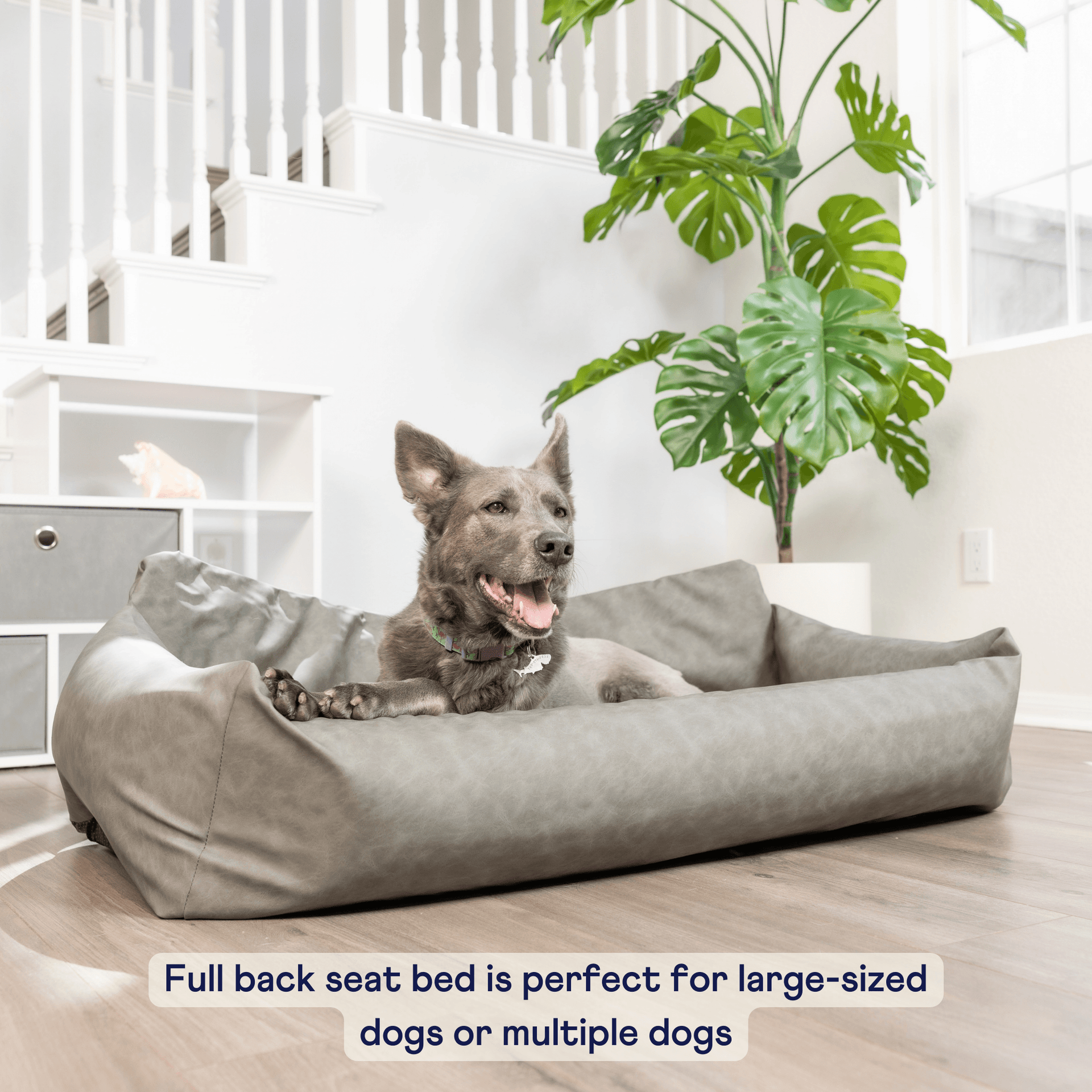 PupProtector™ Faux Leather Memory Foam Dog Car Bed - Slate Gray