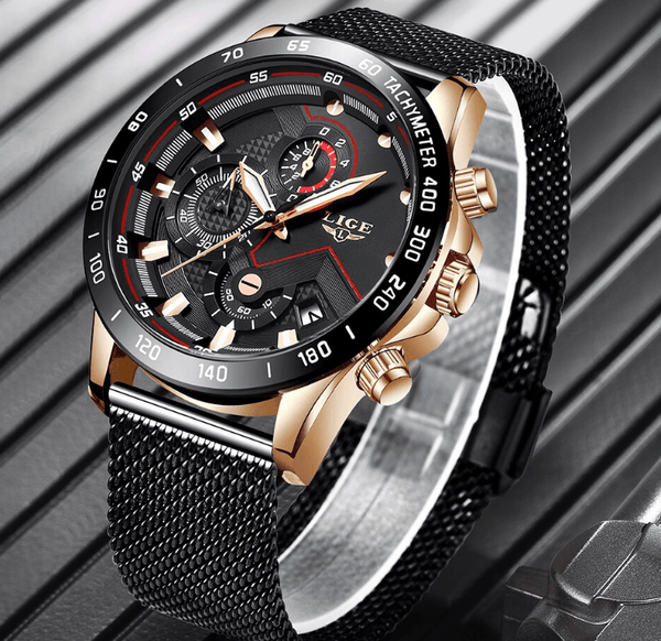 Men's Sports Waterproof Watch With  Stainless Steel Bracelet Unique Design Perfect Gift For Your Man