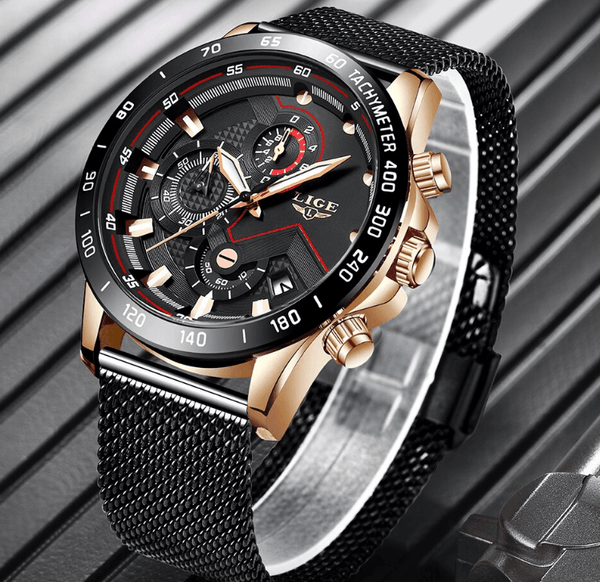 Men's Sports Waterproof Watch With  Stainless Steel Bracelet Unique Design Perfect Gift For Your Man