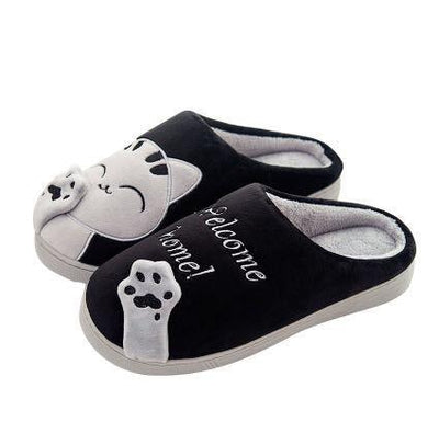 Cute Cat Shoes Soft Winter Women Winter Home Slippers Animal Slip On Soft Warm House Shoes Men Couple Indoor Bedroom Footwear Soft Cozy Home Slippers For Women Slip On Comfy Women's Washable Cotton Bedroom Slippers