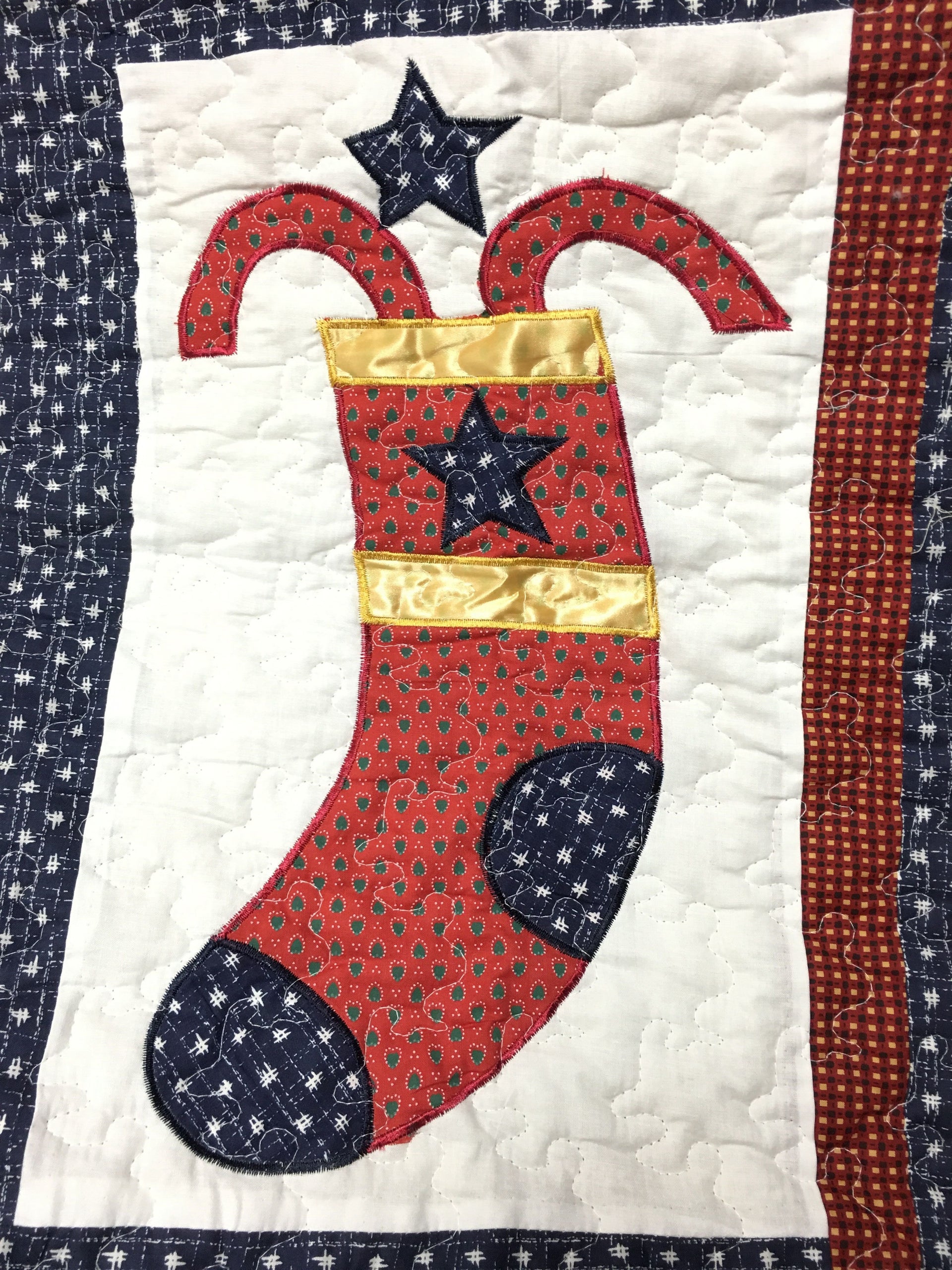 Happy Christmas Cotton Quilted Reversible Throw Blanket