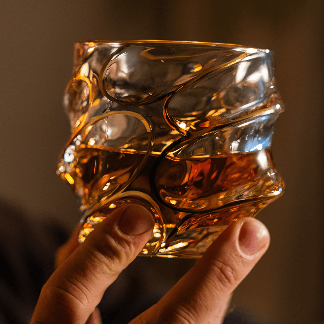 Gold Line Storm Japanese Crystal Whisky Glass TsukiGlass